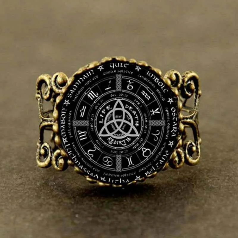 2017 new pagan wheel of the year pentagram ring round photo wiccan jewelry glass cabochon link - Pagan Wedding Rings 2017 new pagan wheel of the year pentagram ring round photo wiccan jewelry glass cabochon link - Pagan Wedding Rings