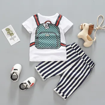 

Summer Baby Boy Clothes 2019 Leisure O-neck T-shirts Tops + Striped Shorts Infant Outfits Kids Bebes Jogging Outfits Tracksuits