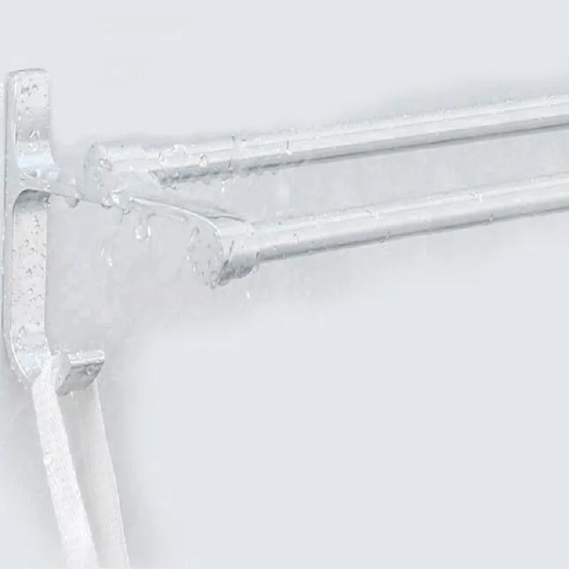 Bathroom Towel Rack Free Punch Space Aluminum Double Towel Bar Toilet Bathroom Hook Storage Shelf Wholesale