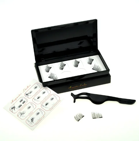 

8 Pcs Lashes & 1 Tweezer Mixed Styles Dual Magnetic False Eyelashes Thick Long Natural Makeup Extension Tool Black lash