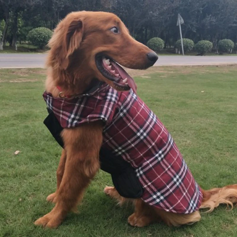 Новая Водонепроницаемая Двусторонняя куртка для собак, зимние теплые клетчатые куртки для собак, модная одежда для чихуахуа, маленьких и больших собак XS-XXXL