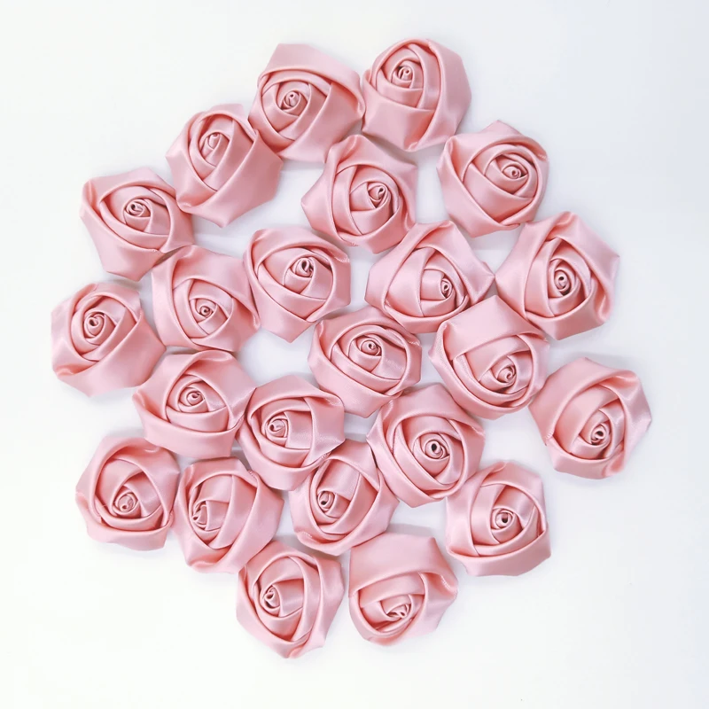 Cinta de flores de 3,5 Cm de diámetro hecha a mano para hacer accesorios de  Rosa de satén, 20 unidades por bolsa - AliExpress Hogar y jardín