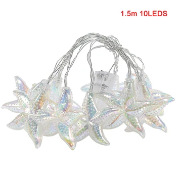 

1.5m 10 Bulb Party Marine Bright Seahorse Bedroom Portable Led Home Decoration Battery String Lamp Shell Warm Light