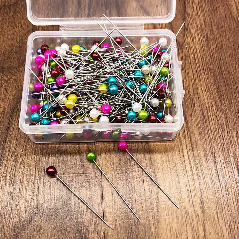 

200 Pcs Sewing Pin Wedding Hand Sewing Fixed Accessories Tools With Box Dressmaking Pins Round Pearl Head Corsage Florists