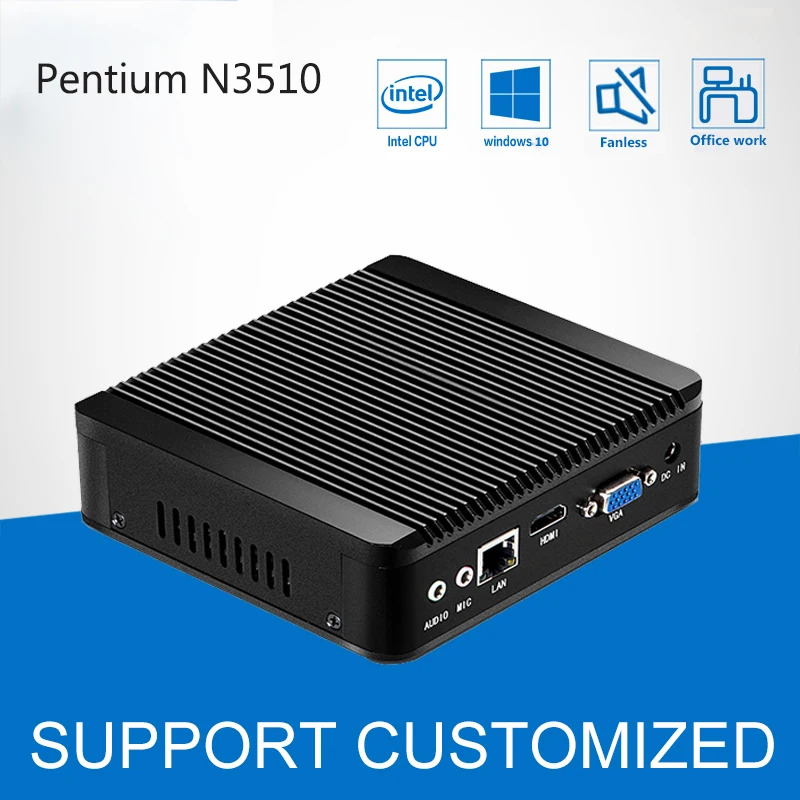 

Intel Pentium N3510 Quad Core 2.0GHz Mini PC Windows 10 Fanless Mini Computer HTPC HDMI TV Box Office Computer Desktop