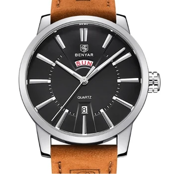 

BENYAR Mens Watches Luxury Top Brand Leather Quartz Watch Casual Men Army Military Quartz Sport watch Relogio Masculino Clock