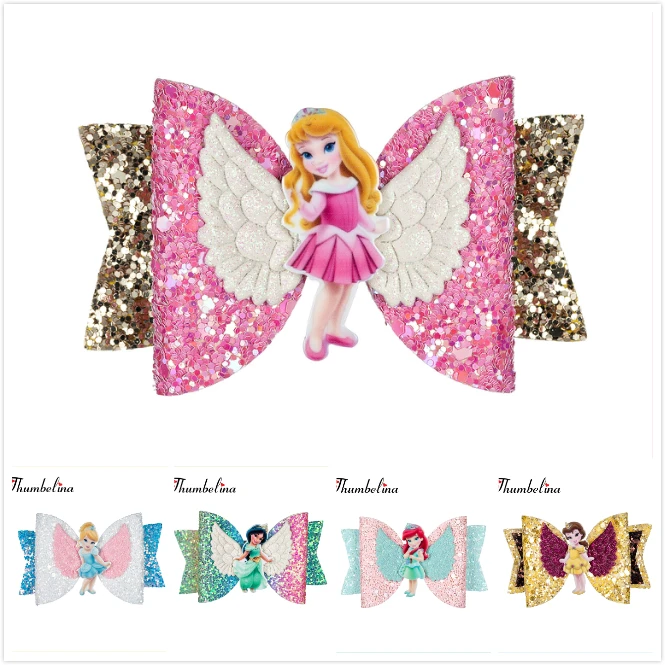 

Thumbelina Princess Hairgrips Glitter Hair Bows with Clip Dance Party Bow Hair Clip Girls Hair Accessories