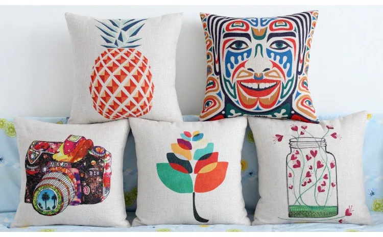 

Camera pillow cover, Cartoon Pineapple camera Painted mask throw pillow case pillowcase