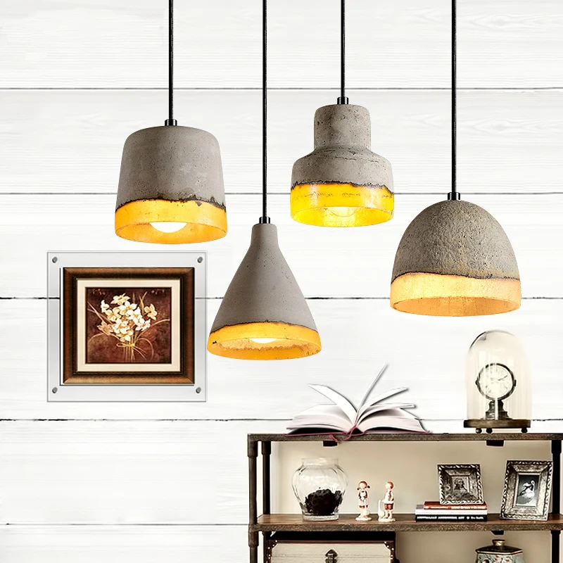 

Industrial Vintage Cement Pendant Light Gray Dining Kitchen Bar Retro Lamps Loft Deco