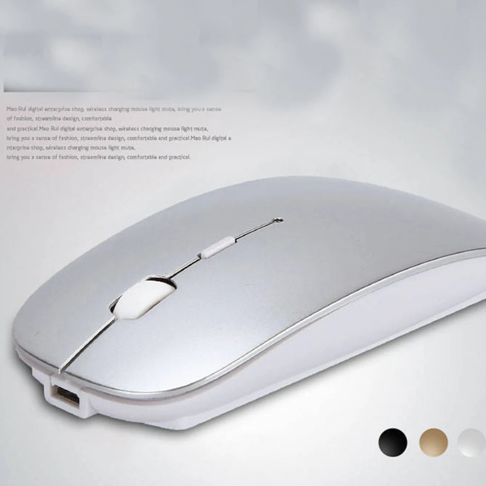 

New 2.4GHz Rechargeable Wireless Mouse Silent Button Ultra Thin USB Optical Mouse For Office Gamping
