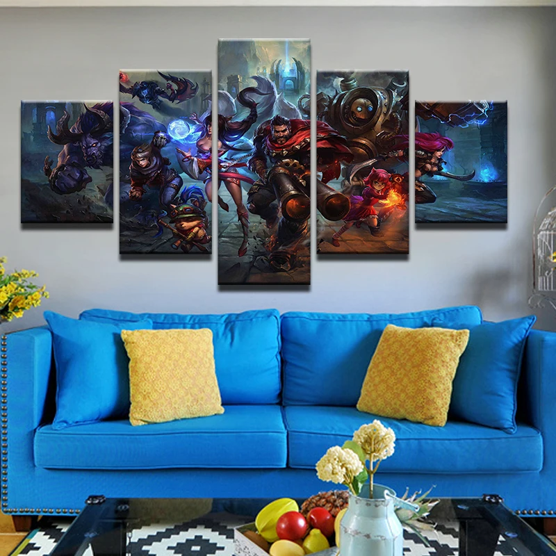 Canvas Wall Art Posters HD Printed Game Painting Frame 5 Pieces League ...