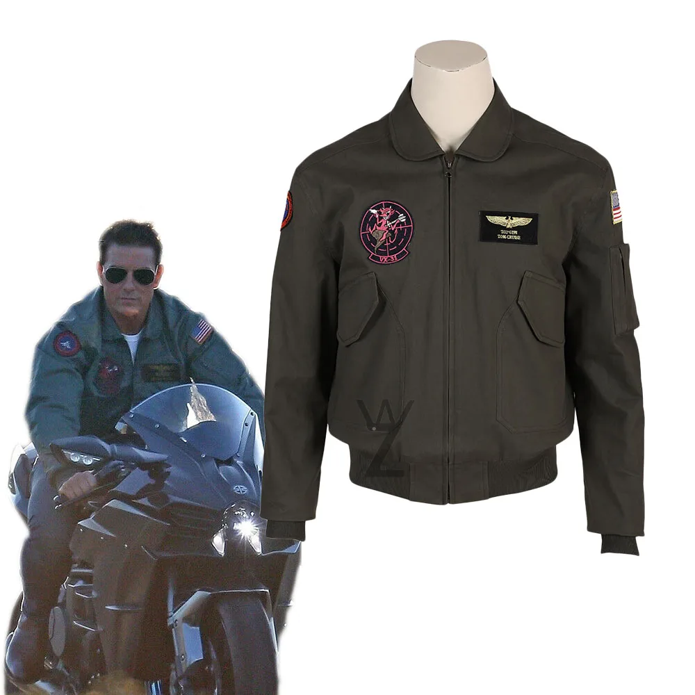 

Movie Top Gun Jacket Cool Pilot Maverick Medellin Cosplay Costume Military Tom Cruise Cosplay Outfits