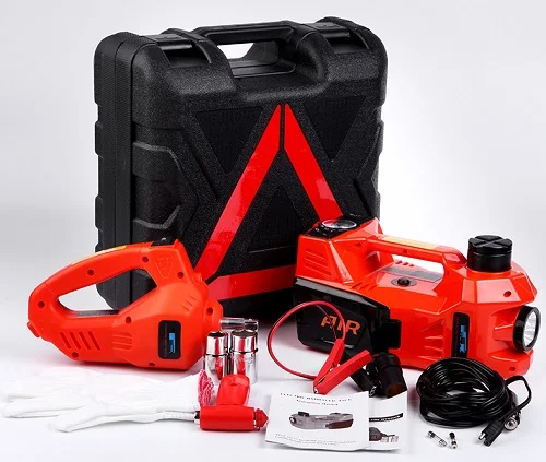 

3Ton 12V 45CM dual-function Electric hydraulic jack set with air inflating pump for SUV, LED light, electric spanner wrench tyre