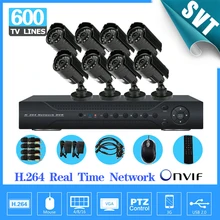 NVR CCTV Home 8CH H.264 Surveillance 8PCS Day Night Weatherproof Camera System Kit Network DVR, IR Security Protection SNV-29