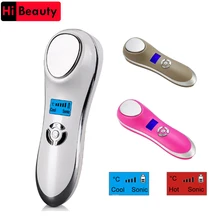 Перезаряжаемый переносной ЖК-дисплей горячий холодный уход за кожей омолаживающий прибор для ухода за лицом инструменты устройство с звуковой вибрацией