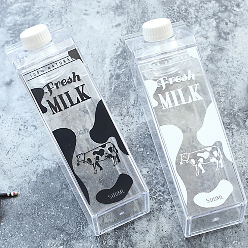

WTCABROE 500ml Milk Water Bottle My Cute cartoon Creative Cat Vegetable Outdoor Animal Cow Cat Plastic Fresh Milk Water Bottles