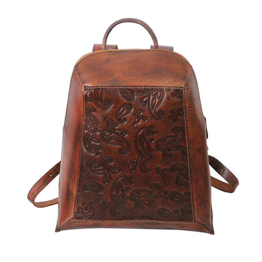 Women Backpack Genuine Leather Mochila School Bags Vintage travel bag women knapsack packsack backpacks  Feminina