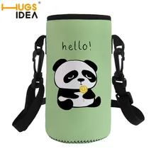 HUGSIDEA Милая Панда Мягкая Неопреновая бутылка для воды Обложка сумка спортивная для похода и кемпинга бег воды Вакуумная чашка 500 мл 550 мл бутылка сумка