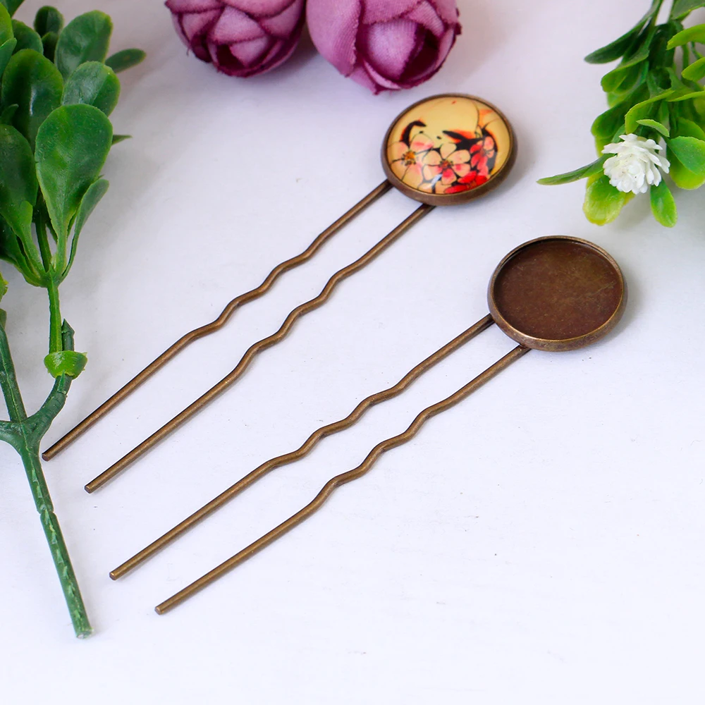 16mm 10pcs Antique Bronze Plated Brass Copper Hairpin Hair Clips