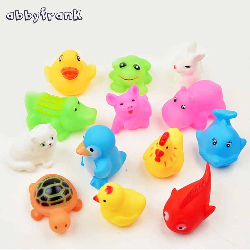 Abbyfrank 13pcs lot Bath font b Toy b font Kids Rubber Float Squeeze Sound font b