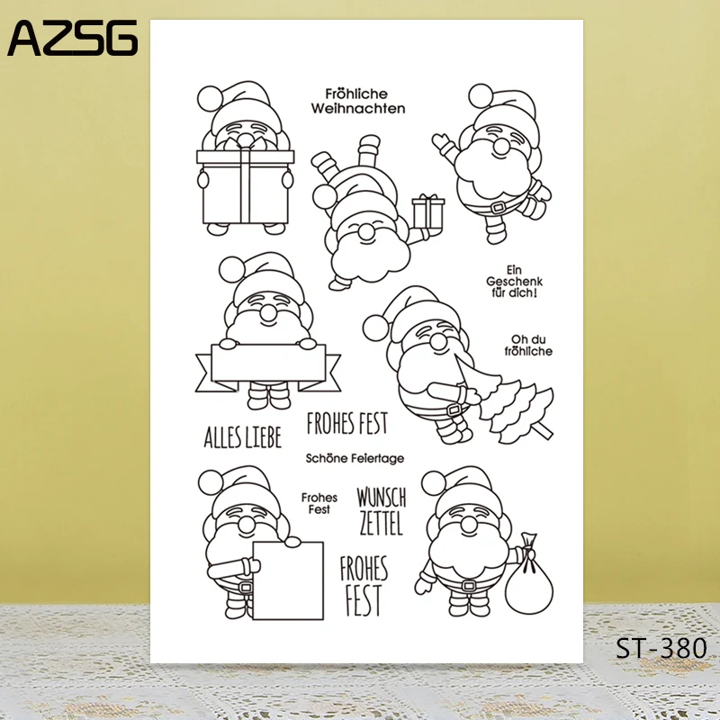 

AZSG Lovely Christmas Santa Claus Clear Stamps For DIY Scrapbooking/Card Making/Album Decorative Silicone Stamp Crafts