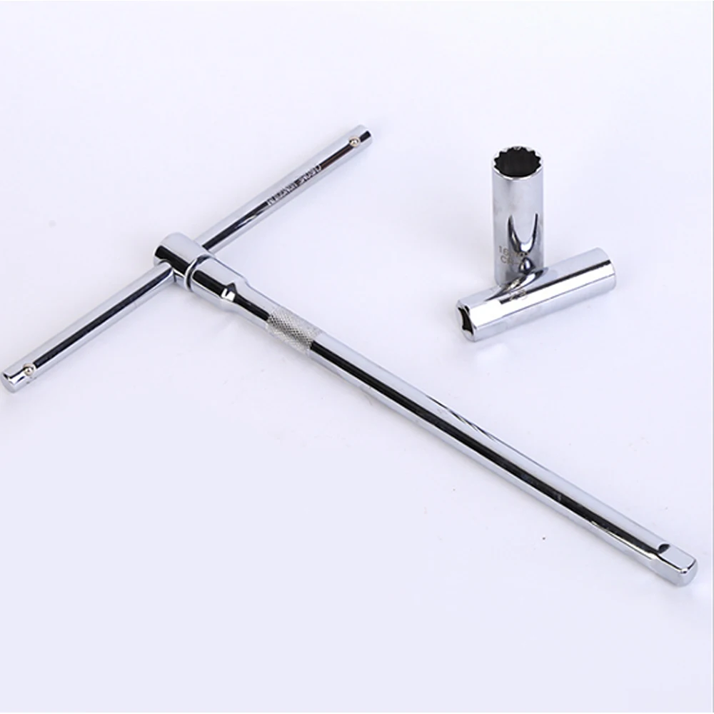Llave De Bujías Para Coche - Doble Cabezal 16 Mm Y 21 Mm, Acero Cromo-vanadio, Incluye Barra Extensión 170 Mm