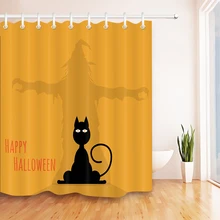 LB 180*180 Водонепроницаемая мультяшная душевая занавеска черный Хэллоуин кошка желтый Забавный занавес для ванной s ткань для ванной домашний декор