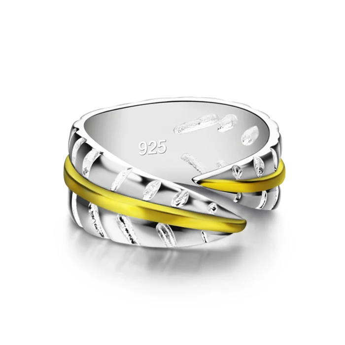 Fashion women 925 sterling silver ring.classic simplicity feather can adjust size separated gold Index finger ring | Украшения и