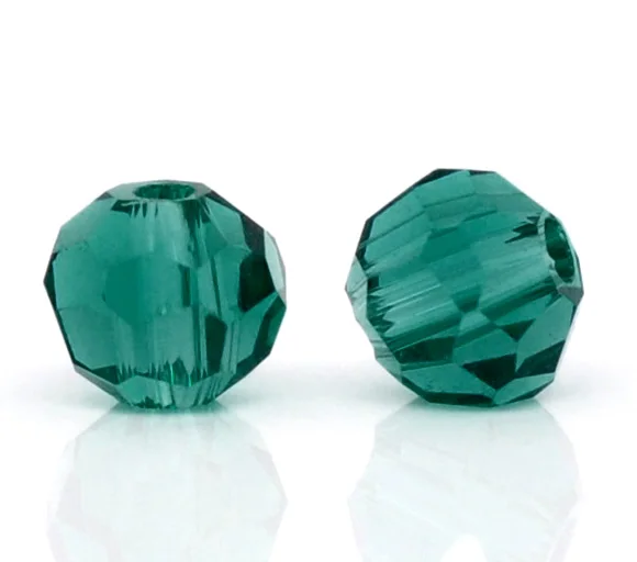 

DoreenBeads 2017 new Glass Loose Beads Ball Malachite Green Faceted Transparent About 4mm Dia, Hole: Approx 1mm, 15 Pieces