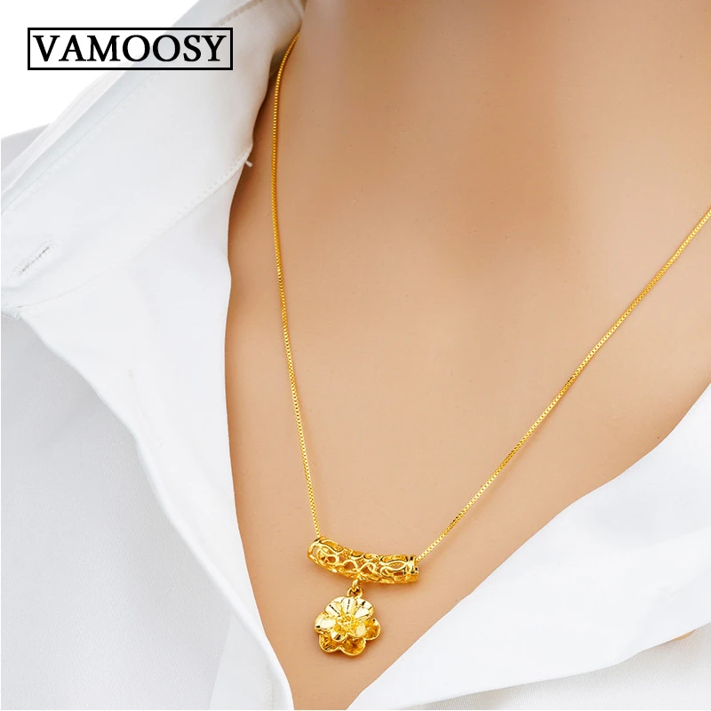 raíz preposición Derivación Colgantes y collares de oro de 24K para mujer, estilo de flor sin  decoloración/sin alergias (SIN Cadena), 100%, envío directo|Colgantes| -  AliExpress