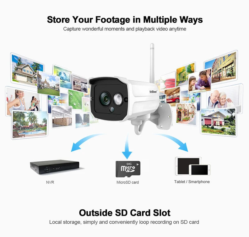 Умная уличная Водонепроницаемая камера наблюдения 2.0MP 1080 P HD камера onvif CCTV 64G sd-карта Wifi пуля беспроводной детектор движения