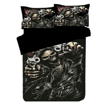

Lai Yin Sun New 3D Black Warrior Skull Printed Duvet Cover Set 2/3pcs Single Queen King Bedclothes Bed Linen Bedding Sets