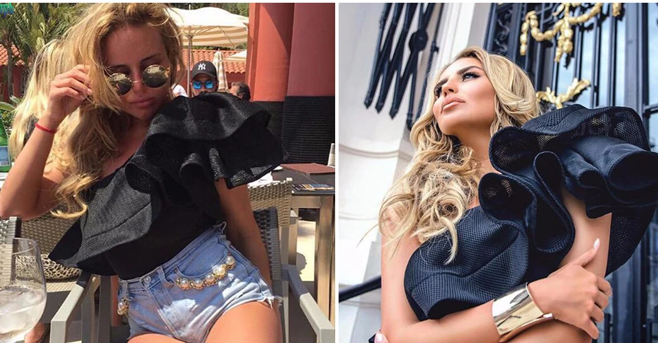 black bodysuit Gagaopt 2018 Summer Fashion Ruffle Bodysuit Women Black/White Ladies One Shoulder Elegant Sexy Bodysuit Jumpsuit Overalls corset bodysuit