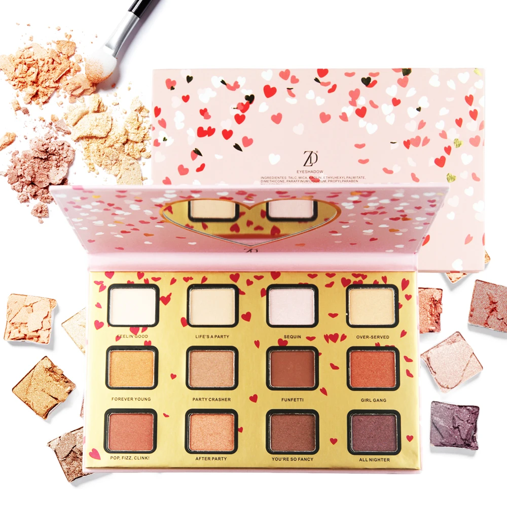

ZD 12 Colors Matte Eyeshadow Palette With Mirror Maquiagem Pink Color Palettes Eye Shadow Makeup Paleta De Sombra F2128