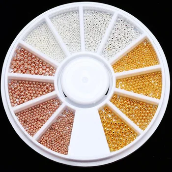 

Rose Gold Nail Art Wheel MIX COLOR Resin 3D Metal Caviar Beads Crystal Shiny Nail Studs Steel Bead Charms Deco Nail Art #6767