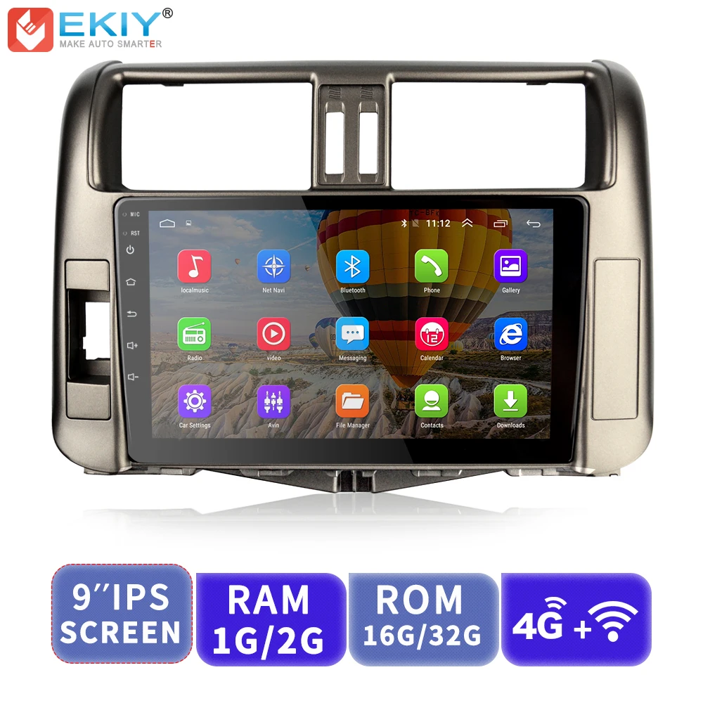 EKIY 9'' IPS No 2 Din Android Car Multimedia Player AutoRadio Stereo GPS Navigation For Toyota Land Cruiser Prado 150 2010-2013