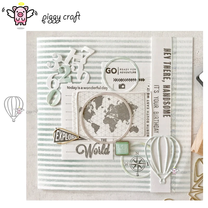 

Piggy Craft metal cutting dies cut die mold Hot air balloon Scrapbook paper craft knife mould blade punch stencils dies