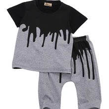 Комплект из двух штук для младенцев рубашка для мальчиков топ+ повседневные штаны комплект