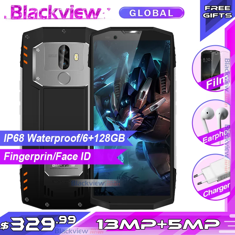 

Fast shipping BLACKVIEW BV9000 PRO 5.7" Smartphone IP68 Waterproof 6G+128G P25 2.6GHz 4180mAh Fingerprint NFC
