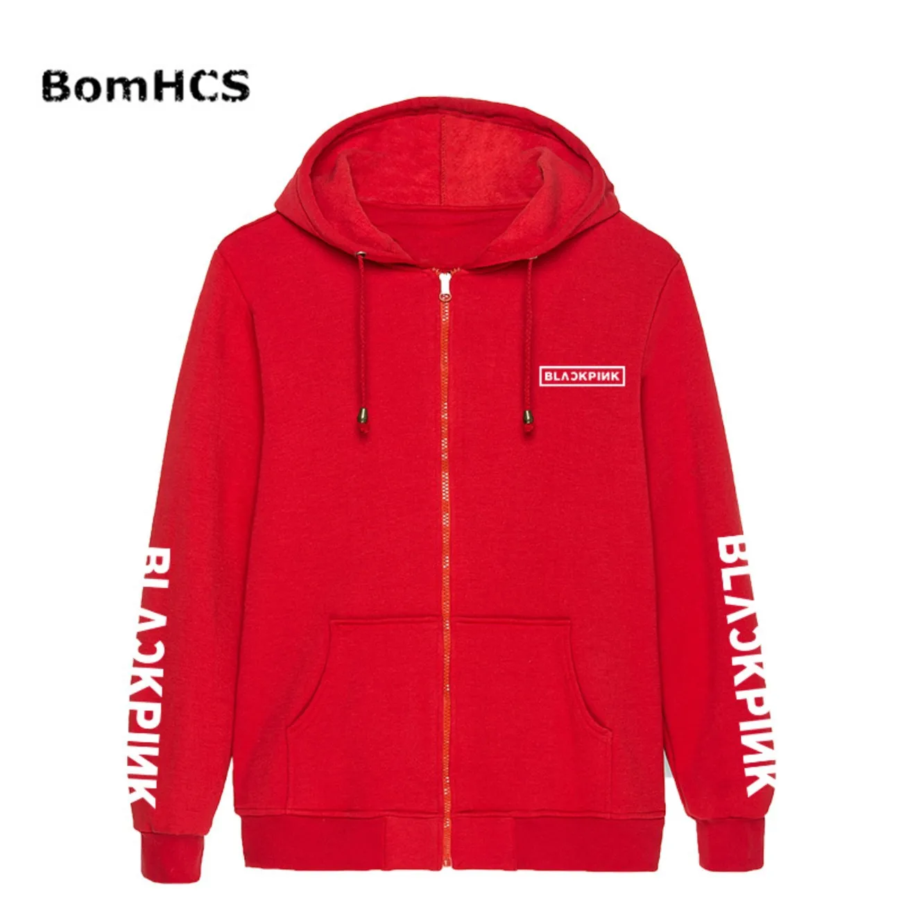 BomHCS Kpop черно-розовые хлопковые Толстовки на молнии модное пальто на молнии спортивное пальто верхняя одежда(черный серый красный белый