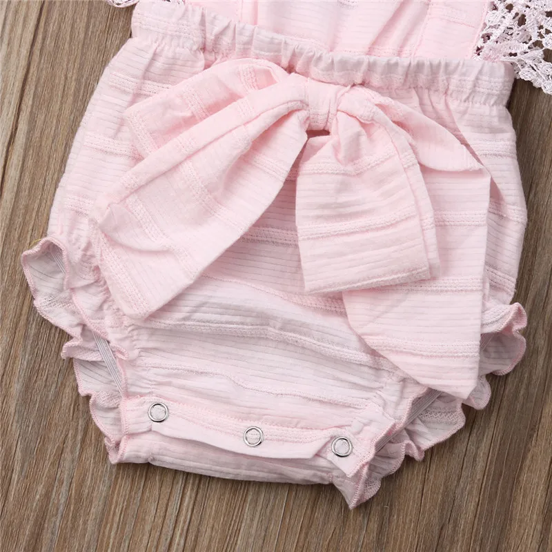 PUDCOCO Hot Newborn Infant для маленьких девочек однотонный кисточка кружева без рукавов комбинезоны милые повседневные Комбинезон с бантом пляжная