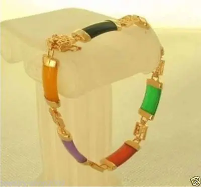

Free Shipping >>18KGP GOLD PLATED COLORFUL JADE BRACELET swr s75