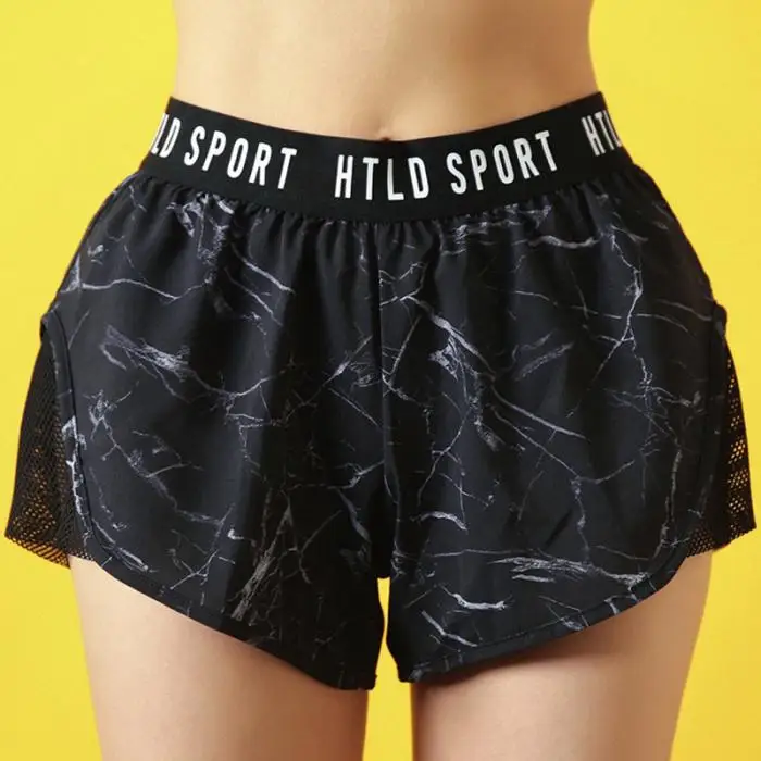 Women Sport Shorts Quick Drying Breathable Elastic Waist for Yoga Running Fitness Summer JT-Drop Ship