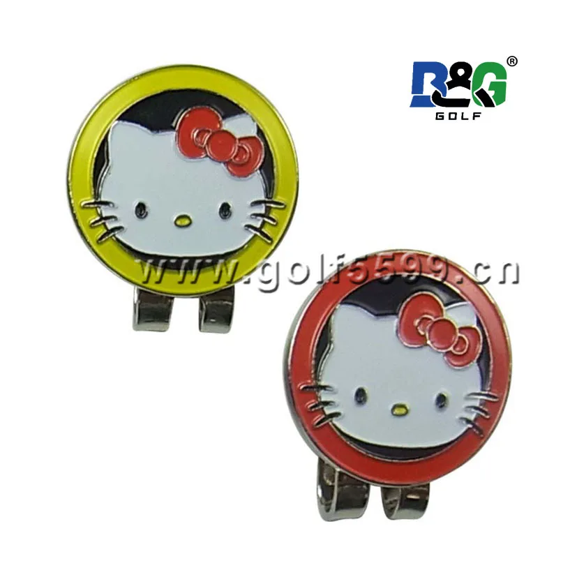 Free Shipping!Cartoon Hello Kitty Metal Golf Hat Clip&Ball Markerin