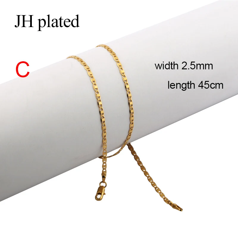 JHplated африканские мужские маленькие ожерелья-цепочки длина 45 см Модные женские ювелирные изделия хороший друг подарок на день рождения влюбленные ожерелья подарок - Окраска металла: C (2.5mm-45cm)