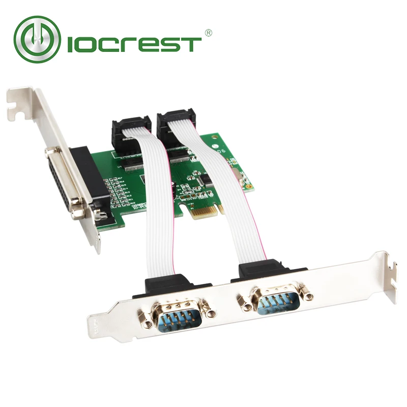 

IOCREST PCIe 2 port DB9 Serial RS232 and 1 port DB25 Parallel Printer (LPT1) I/O Controller Card with low profile bracket WCH382