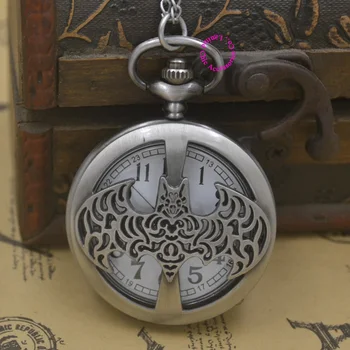 

wholesale Quartz bat batman pendant Pocket Watch neckalce woman fob watches man cartoon cute antique silver retro for lady