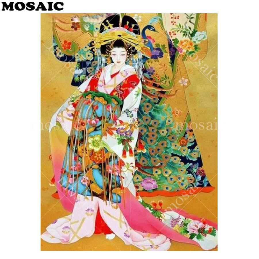 2019 New Diamond Painting Japanese Woman Embroidery girl Full Square Mosaic diamond customized photo Decoration Home | Дом и сад
