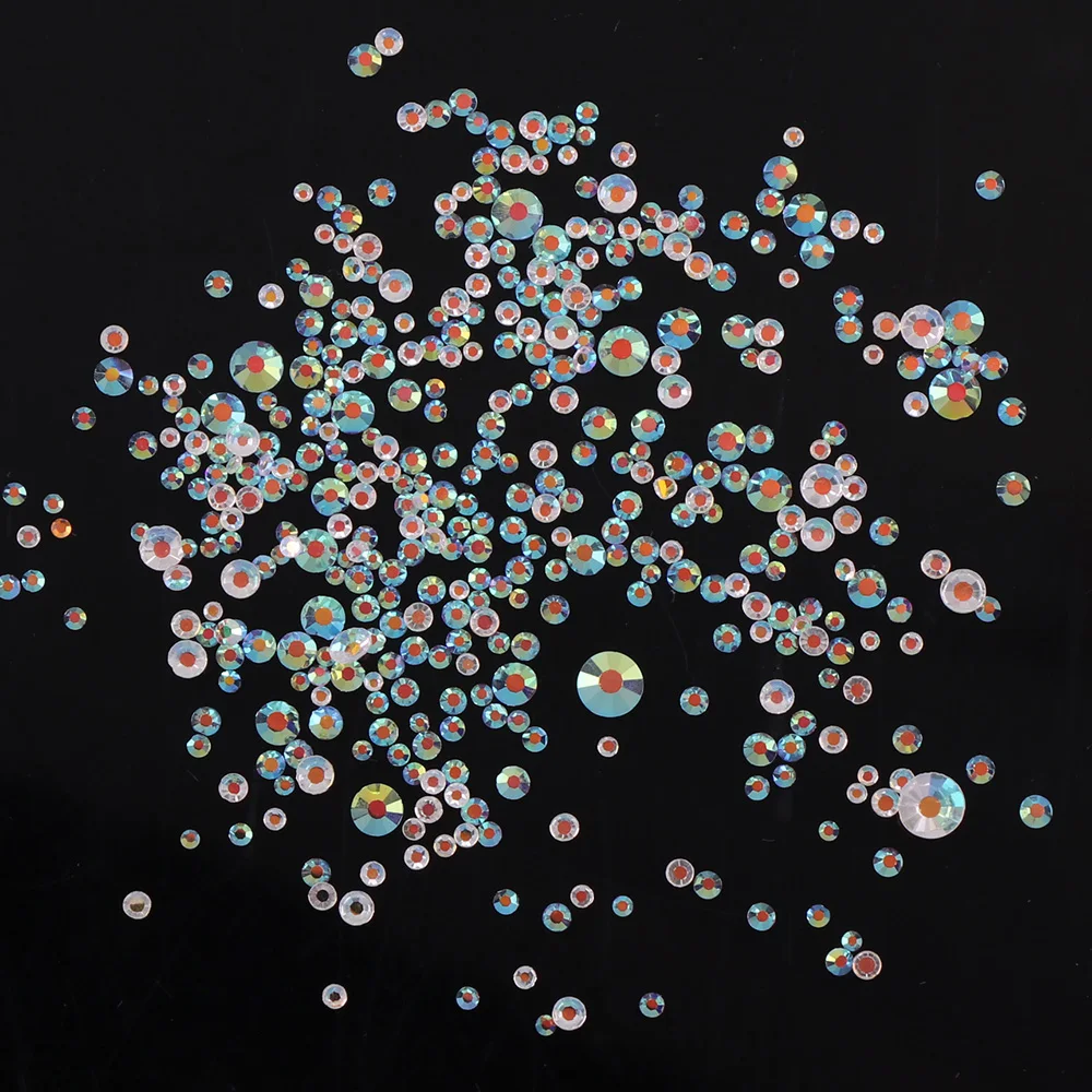 

SS3-SS20 Transprent AB About 1440pcs 3D Nail Art Glass Rhinestone Non Hotfix Flatback Glue On Rhinestones For DIY Nail Art