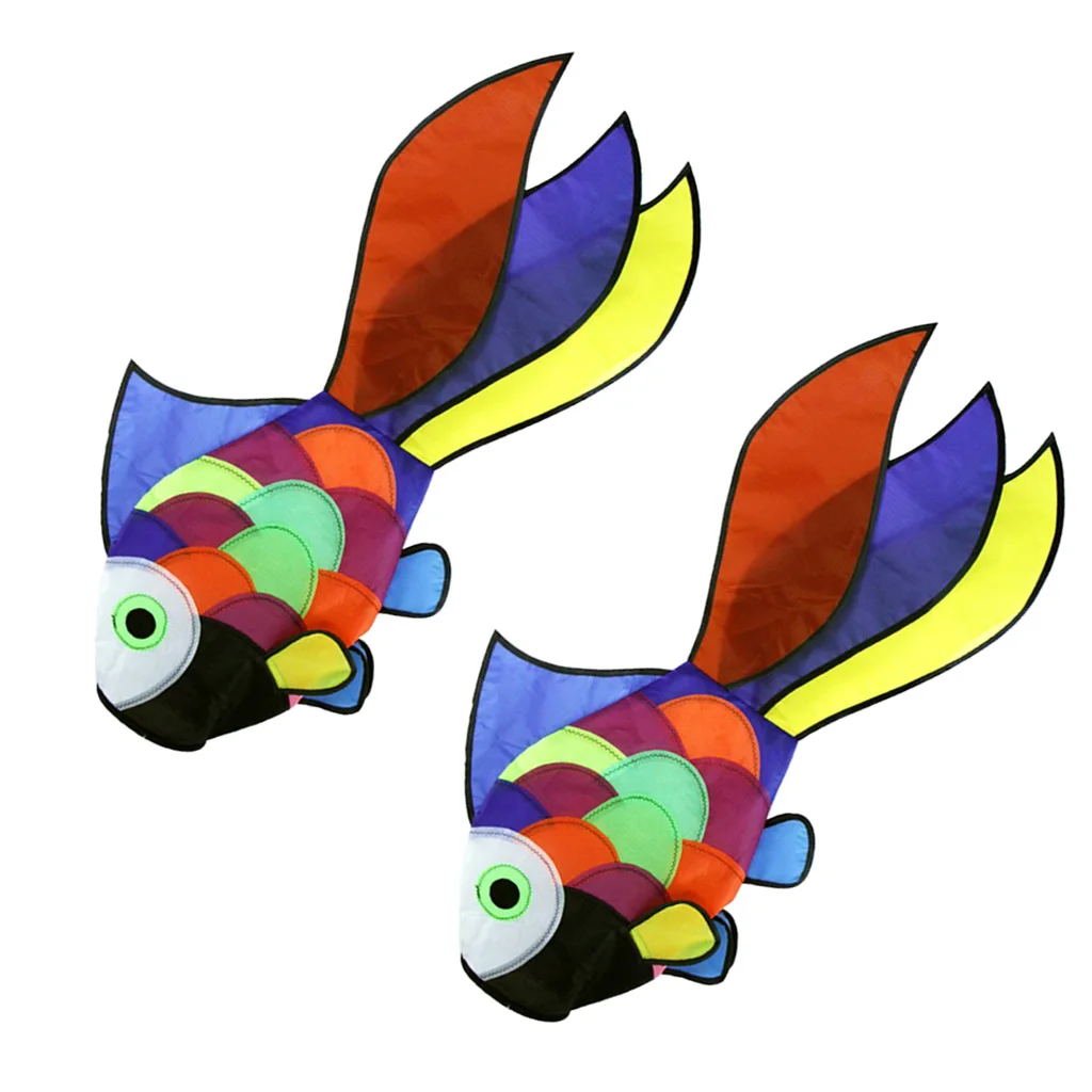 2pcs Rainbow Fish Kite Windsock Outdoor Garden Park Decor Kids Line Laundry Kits Toys